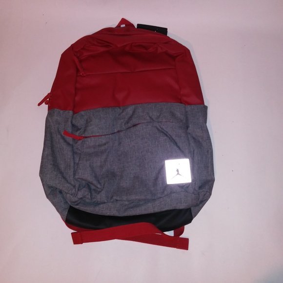 Jordan Backpack Book Bag‎ Red Gray Pockets Cushioned Straps School New - Picture 12 of 12